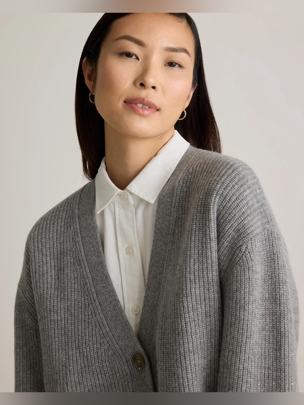Quince Mongolian Cashmere Oversized Boyfriend Cardigan Sweater - Picture 7 of 14